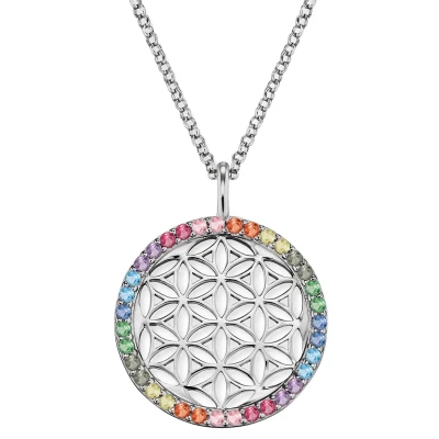 Abbildung von Engelsrufer Damen Halskette Sterling Silber Lebensblume Zirkonia Anhänger, Längenverstellbar, Karabinerverschluss, Nickelfrei, Symbol für Harmonie und Lebensfreude
