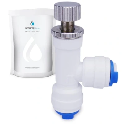 Abbildung von smardy Manueller Durchflussbegrenzer Regler L Form für 1/4&quot; (6,35mm) Schlauch Wasserdurchfluss Einstellventil Umkehrosmose Wasserfilter Kühlschrank Side by