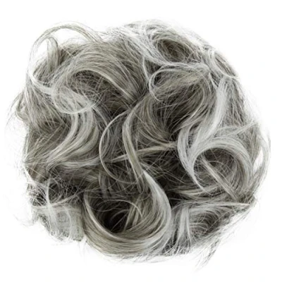 Abbildung von CAISHA Scrunchie Haarteil Haargummi Dutt Haarverdichtung Groß Emilia Gewellt Unordentlich DM15cm Grau Mix G19E