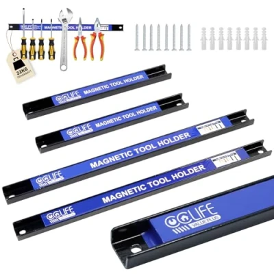 Abbildung von CCLIFE 4tlg Magnetleiste Werkzeug 37cm &amp; 23cm MAX 46KG Magnetschiene Magnetisch Werkzeugleiste für Werkstatt