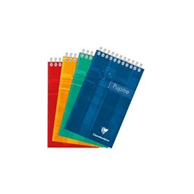 Abbildung von Clairefontaine 8642C Spiralblock, kariert, 103 x 170 mm, ideal für Notizen, 80 Blatt, 1 Stück, farbig sortiert
