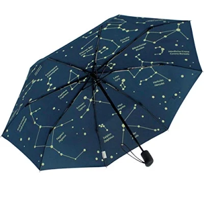 Abbildung von iX brella Reflex Regenschirm Star Sign mit reflektierenden Sternbildern Taschenschirm Auf Zu Automatik