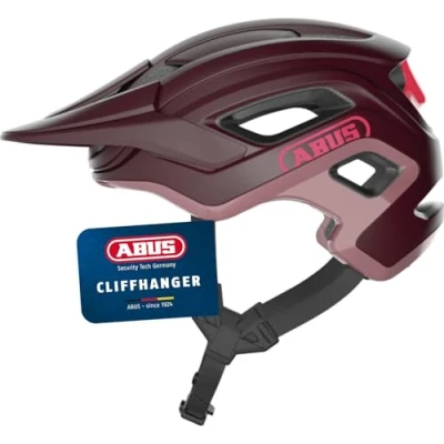 Abbildung von ABUS MTB Helm Cliffhanger Fahrradhelm für anspruchsvolle Trails mit großen Lüftungsöffnungen und TriVider Riemensystem Damen Herren Dunkelrot, Größe L