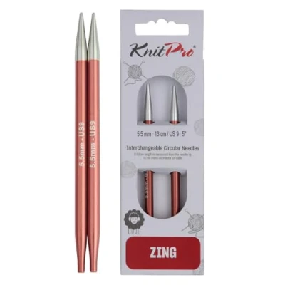 Abbildung von KnitPro wechselbare Nadelspitzen ZING lang, 5,50mm Rundstricknadel, Aluminium, braun, 12.5 x 0.55 cm