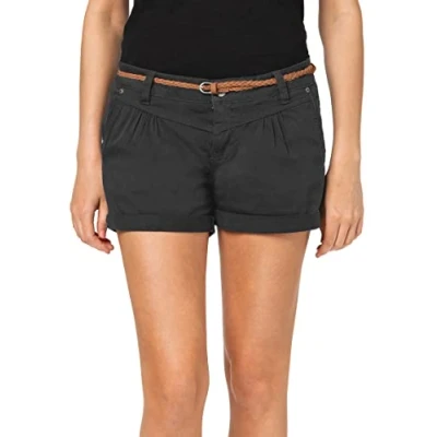 Abbildung von Sublevel Damen Kurze Hose Stretch Shorts mit Flecht Gürtel Dark Grey S