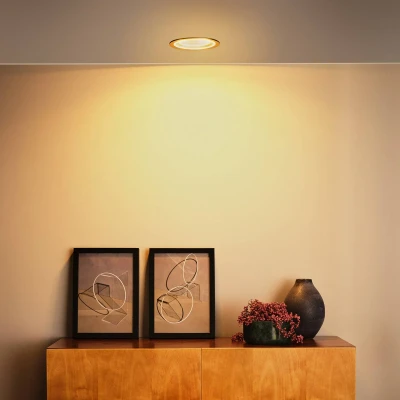 Abbildung von LEDVANCE DECOR FIL DL RIPPLE Downlight 166mm, silber, 9W, 850lm, kabellos, modernes Filament Design, individuelle Helligkeitssteuerung, dimmbar, separat zuschaltbare Leuchtringe, IP20, 2700K