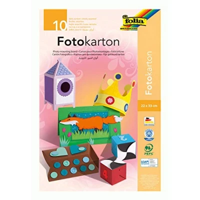 Abbildung von folia 606 Block mit farbig sortiertem Fotokarton, ca. 22 x 33 cm, 10 Blatt, 300 g/qm, ideale Grundlage für vielfältige Bastelarbeiten wie Fensterbilder, Scrapbooking, Kartengestaltung