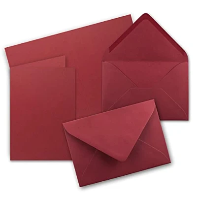 Abbildung von 20x Faltkarten Set mit Briefumschlägen DIN A6 / C6 Dunkelrot (Rot) 14,8 x 10,5 cm (105 148) Doppelkarten Serie FarbenFroh