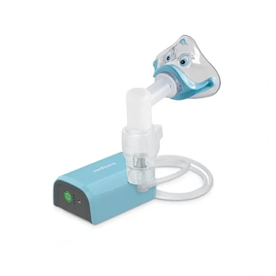 Abbildung von medisana IN 165 Inhalator, Kompressor Vernebler mit Mundstück und Maske für Erwachsene Kinder, bei Erkältungen oder Asthma wiederaufladbarem Akku per Micro USB