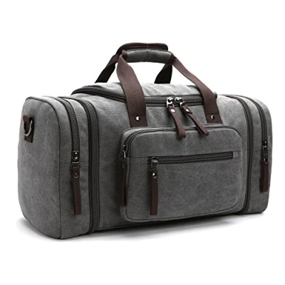 Abbildung von LOSMILE Canvas Reisetasche,40L 50L Weekender Tasche Sporttasche Handgepäck für Damen und Herren mit der Großen Kapazität. (Grau)