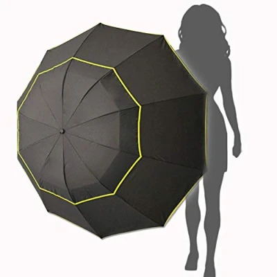 Abbildung von Kalolary 62 Inch Golf Regenschirm Extra große, Foldable sturmsicher Winddichte wasserdichte Doppelt Überdachung Sonnenschutz(Schwarz)