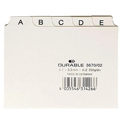 Abbildung von Durable Leitregister A Z, A7 quer, 1 Stück, weiß, 367002