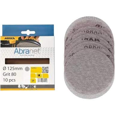 Abbildung von Mirka Abranet Netz Schleifscheiben Ø 125 mm Klett / Korn P80 10 Stk zum Schleifen von Holz, Spachtel, Lack, Kunststoff AE232F1080