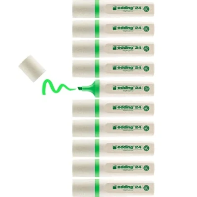 Abbildung von edding 24 EcoLine highlighter hellgrün 10 Textmarker Keilspitze 2 5 mm zum schnellen und einfachen Markieren Hervorheben von Texten Notizen nachfüllbar, aus recycelbarem Material