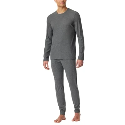 Abbildung von Schiesser Herren Schlafanzug Lang Weiches Flanell Modern Nightwear Pyjamaset, Dunkelgrau gem._181919, 50 EU
