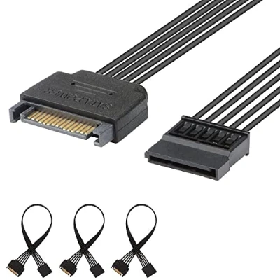 Abbildung von J &amp; D 15 Pin SATA Power Verlängerungskabel, Male zu Female Kabel 25,4 cm, schwarz 3 Stück