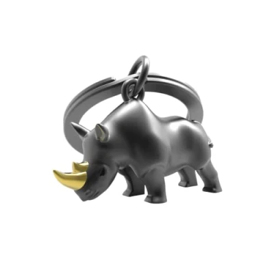 Abbildung von Meta[l]morphose Metalcorphose MTM271 01 Schlüsselanhänger mit Nashorn, Schwarz
