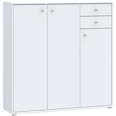 Abbildung von Forte Tempra 2 Kommode mit 3 Türen und Schubladen, Holzwerkstoff, weiß, Bx H xT: 108,8 x 111,1 34,8 cm