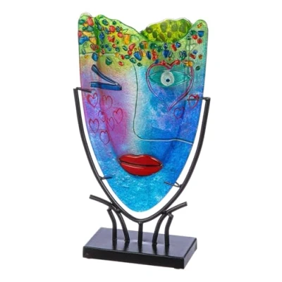 Abbildung von Casablanca by Gilde Dekovase »Glasart ovale Designvase Face &quot;Twinkle&quot;, Höhe ca. 38,5 cm«, (1 St.), aus Metall und Glas, Metallfuss schwarz lackiert