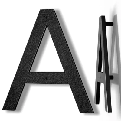 Abbildung von Yafimea Hausnummer Schwarz 20cm, Hausnummernschild Groß Mdoerne Aus ABS Kunststoff in 3D Optik, Buchstabe A