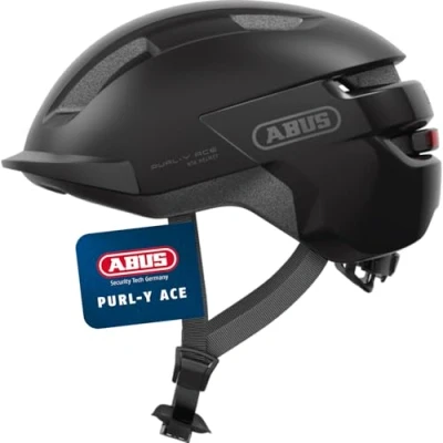 Abbildung von ABUS Fahrradhelm Purl Y ACE mit LED Licht geeignet Fahrten auf E Bike und S Pedelec Trendiger NTA Schutzhelm für Erwachsene Jugendliche Schwarz, Größe L