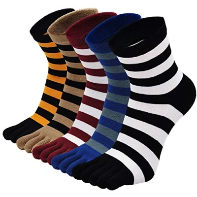 Abbildung von Zehensocken Herren Baumwolle Five Finger Socken, Winter Bunte Männer Socken mit Zehen für Sport Laufende, EU 39 44, 5 Paare