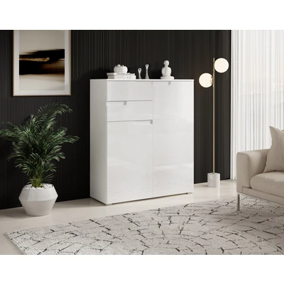 Abbildung von Stella Trading Kommode in Hochglanz Weiß Modernes Sideboard mit viel Stauraum für Ihren Wohnbereich 100 x 119 40 cm (B/H/T)