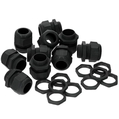 Abbildung von 10 Stück Kalitec M20 Kabelverschraubung Kunststoff 3,0 9,0mm Klemmbereich I Gegenmutter schwarz wasserdichte Kabeldurchführung