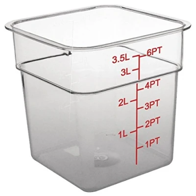 Abbildung von Hygiplas 12365 Polycarbonat Quadratischer Vorratsbehälter 3.5Ltr, 183(L)x183(W)x183(D)mm