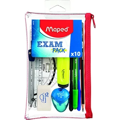 Abbildung von Maped Schüler Set, gefülltes Etui EXAM PACK 10 tlg. transparent