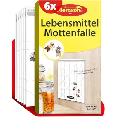 Abbildung von AEROXON lebensmittelmotten Falle Dreierpack (6 Stück) Mottenfalle Lebensmittel Klebefallen, zur Befallsermittlung geeignet mittel gegen