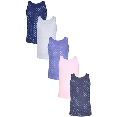 Abbildung von TupTam Unterhemden Mädchen Baumwoll Unterhemd 5er Pack Tank Top Ärmellos Kinder Unterhemd, Farbe: Herzchen Jeansblau Rosa Dunkelblau Graphite Grau, Größe: 134 140