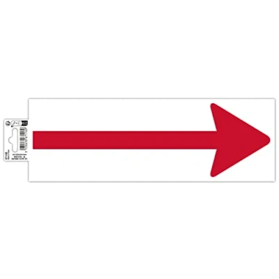 Abbildung von Exacompta 67116E Pfeil Klebeschild 30x10cm Rot Weiß aus UV beständigem PVC Hinweisschild Schilder Warnhinweis Sticker Aufkleber Türschild