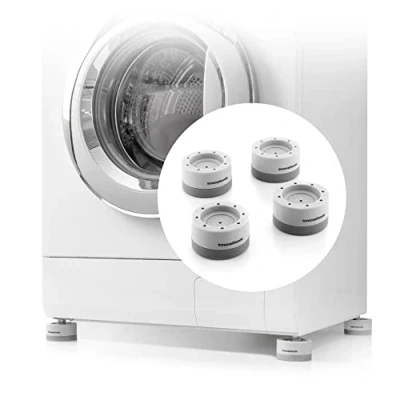 Abbildung von InnovaGoods 4er Set Stapelbare Vibrationsdämpfer, Anti Vibration, Antirutsch, Vielseitig Einsetzbar für Waschmaschine, Bett, Sofa, Einfache Montage, Grau, Standardgröße, Plastik