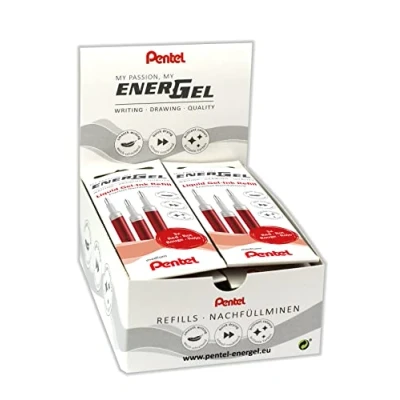 Abbildung von Pentel LR7 3B Nachfüllmine für EnerGel Stifte 0.7 ball = 0,35mm Strichstärke, VE 12 x 3 Stück, rot