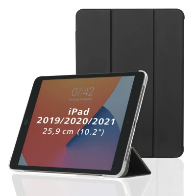 Abbildung von Hama Hülle für Apple iPad 2021 / 2020 2019 10.2&quot; (aufklappbares Case Tablet 10,2 Zoll Gen. 7/8/9, Schutzhülle mit Standfunktion, transparente Rückseite, magnetisches Cover) schwarz
