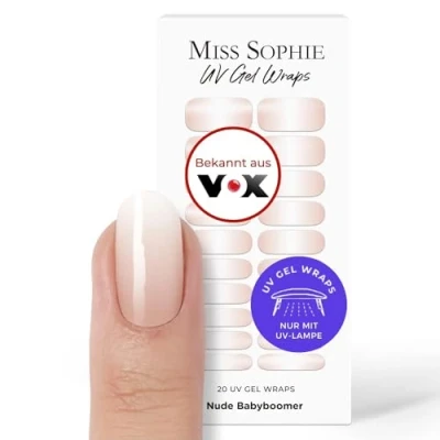 Abbildung von Original Miss Sophie UV Gel Nagelfolien Nude Babyboomer I 20 Nagellack Streifen mit Farbverlauf Für Finger &amp; Fußnägel