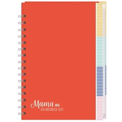 Abbildung von Mama AG Familienplaner Buch A5 2025: Roter Terminkalender mit 5 Spalten, Registerblätter und Schulferien. Buchkalender für die Familie. Familienkalender 2025. (Kalenderbücher Heye)