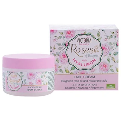 Abbildung von Victoria Beauty Hyaluron Creme gegen Falten und Augenringe, straffende Gesichtscreme, Anti Aging mit Rösenöl Hyaluronsäure für Frauen Männer (1 x 50 ml)