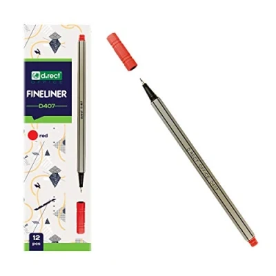 Abbildung von D.RECT Fineliner Set Rot 12 Stück Feinschreiber mit 0,4 mm Spitze für Täglicher Schreib und Schulbedarf