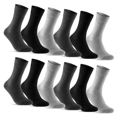 Abbildung von 12 Paar Socken Herren Business Baumwolle Herrensocken 70203T (Grau Anthrazit Schwarz 47 50)