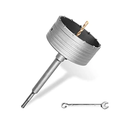 Abbildung von Bohrkrone 100mm SDS plus set,M22 Gewinde Adapter 220mm und Zentrierbohrer 8x110mm,Wandlochsägebohrer für Mauerwerk Natursteine Sandsteine Kunststeine Beton Marmor(100mm)