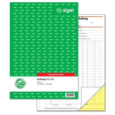 Abbildung von SIGEL SD004 Auftragsbuch A4, 2x40 Blatt, selbstdurchschreibend, 1 Stück, aus nachhaltigem Papier