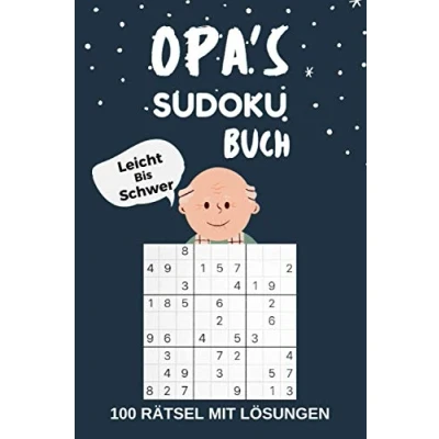 Abbildung von OPA‘S SUDOKU BUCH Leicht Bis Schwer 100 Rätsel mit Lösungen: Rätselbuch für erwachsene kleine Geschenke opa zu weihnachten Geburtstag Gedächtnistraining Großvater Senioren