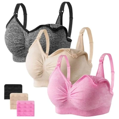 Abbildung von HBselect 3 Pcs Schwangerschafts Still BH Nahtloser mit zusätzlichen Verlängerungen Stillen und Schlaf Ohne Bügel für Damen
