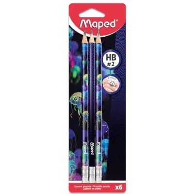 Abbildung von Maped 6x ergonomische Drei Kant Bleistifte DEEPSEA PARADISE mit Radiergummi HB mittel