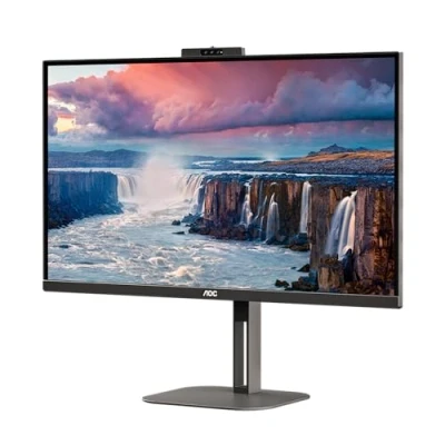 Abbildung von AOC Q27V5CW 27 Zoll QHD Monitor, Webcam, Lautsprecher, höhenverstellbar (2560x1440, 75 Hz, HDMI, DisplayPort, USB C, Hub) schwarz