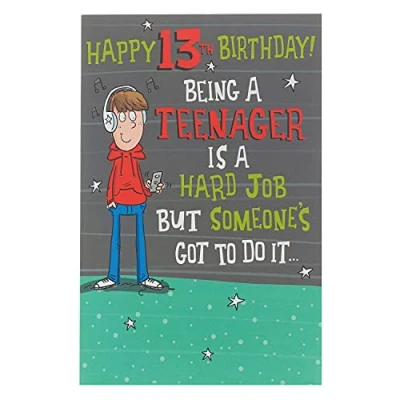 Abbildung von UK Greetings Geburtstagskarte zum 13. Geburtstag für Ihn/Freund lustiges Teen Design