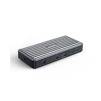 Abbildung von Anker PowerExpand 9 in 1 USB C PD Docking Station Adapter, 60W für Laptop, 20W Power Delivery, 4K HDMI &amp; DisplayPort, 3.0 und 2.0 Daten, Gigabit Ethernet, 3.5mm Audio