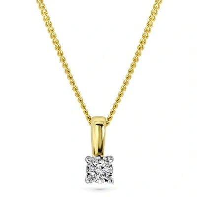 Abbildung von MIORE Kette Damen 0.04 Ct Diamant Halskette mit Anhänger Solitär Brillant aus Gelbgold 9 Karat / 375 Gold, Halsschmuck 45 cm lang